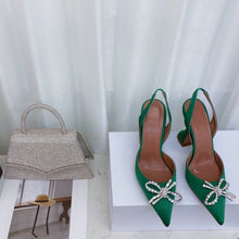 2023 New High Heels Women's Rhinestone Bow Pointy Glasses with Stilettos and Sandals Women.