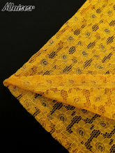 Mlaiscsr Yellow Birthday Prom Floral Lace Puff Sleeve See-Through Midi Dresses Elegant Sweet Wedding Guest Cocktail Vestidos New