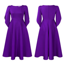 Elegant Dress Woman 2024 Wedding Party Round Neck Half Sleeve High Waisted Pleated Mid Calf Luxury Birthday Dinner Vestidos Robe