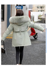 Women's Long Fashionable Hooded Winter Fur Collar Jacket