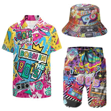 Men's Shirts Shorts Set with Bucket Hats Summer Beach Suit