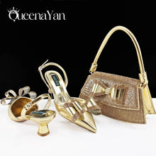 latest Italian women's shoes and accessories bag rhinestone butterfly decoration elegant pointed toe wedding bridal