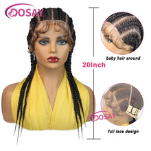 Short Synthetic Braided Wigs Full Lace Wig For Black Women Box Braids Wig With Baby Hair Jumbo Knotless Braiding Hair Wig 20Inch