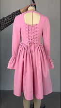 CM.YAYA 2025 Women O-neck Long Flare Sleeve Pleated Mini Midi Dress Backless Elegant Birthday Beach Night Party Vestidos Dresses