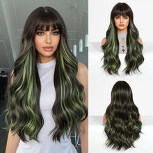 Long Black Green Mix Cospaly Wig Synthetic Hair High Quality Wig for Women Party Daily Use Heat Resistant Straight Natural Wigs