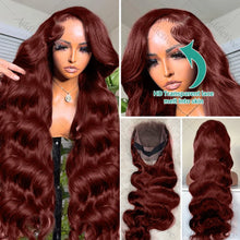 250% 30 32 Inch Brazilian 33# Auburn Reddish Brown 13x4 Hd Lace Front Wigs Human Hair Body Wave Colored 13x6 Lace Frontal Wig