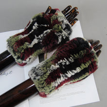 Women's Knit Faux Fur Winter Warm Finger-less Gloves