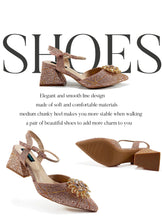 QSGFC High-end Women's Shoes with Diamond Oval Stand Bag Popular in Nigeria Women's High Heels for Special Day