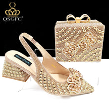 QSGFC Italian Design Clutch Dual Use Full Diamond High Heels Exquisite Gift-Box  And High Heels For Party Women Shoes