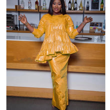 Women's African Designer Bazin Riche Evening Gowns Large Size with Headscarf Dashiki Robe