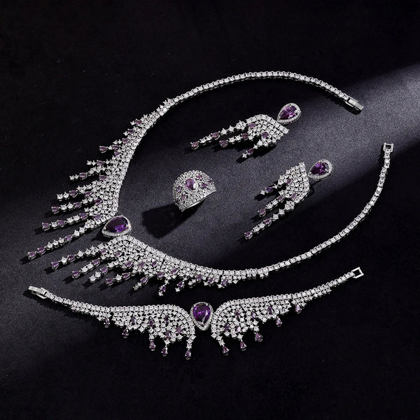 2024 New 4-piece Bridal Wedding Jewelry Set, Cubic Zirconia, Luxury Women's Jewelry, Women's Wedding Party Accessories
