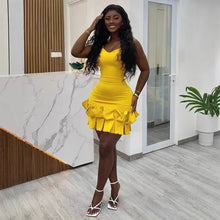 Elegant Tight Corset Ruffle Mini Dress for Women's Fashion New Style Suspender Sleeveless Backless A-line Club Party Sexy Dress