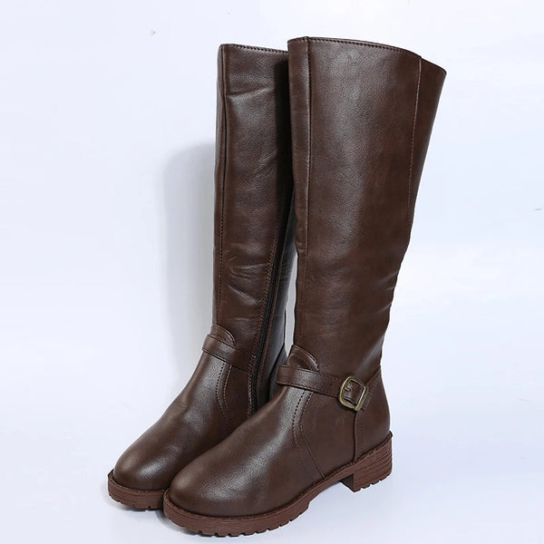 Women Knee High Platform Long Boots Pu Leather