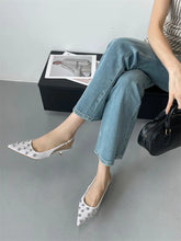 Summer 2025 Fashion Rivet Design High Heeled Sandals Women Sexy Pointed Toe Back Strap Dress Shoes Stripper Pumps Zapatos Mujer