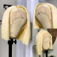 613 Blonde Bob Wig Human Hair 13x4 Lace Front Wigs Human Hair Pre Plucked Transparent Lace 180% Density Lace Frontal Wig Bob Wig