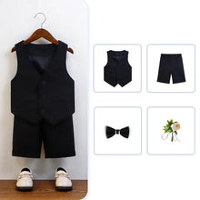 Children Green White Baptism Photography Suit Kids Vest Shirt Shorts Bowtie Ceremony Costume Boys Breathable Wedding Dress