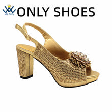 2022 Sweet  Special Design Women Crystal Style African Ladies Party Shoes Matching Bag in Magenta Color