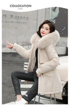Women's Long Fashionable Hooded Winter Fur Collar Jacket