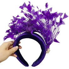 Fashion Wedding Bride Headband Headwear Fancy Feather Hair Band Millinery Hair Accessories With Peals Decor Hair Accessories
