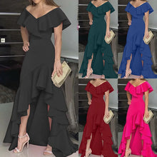 2023 Sexy V Neck Ruffles Party Dress Femme Elegant Summer Fashion Solid Sleeveless Slim Irregular Maxi Dresses For Women Robe