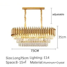 Creative Luxury Crystal Chandelier Rectangular Restaurant Pendant Lights Modern LED Living Room Lamp Lustre Home Elegant Fixture