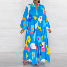 Floral Print Long Sleeve Shirt Dress for Women Spring Autumn Button-up Straight Loose Oversized Casual Long Dresses Vestidos