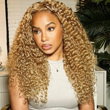 Honey Blonde Water Wave 4x4 Lace Front Wig 100% Human Hair Wigs for Women 13x4 Pre-Plucked Transparent Lace Remy Hair Bobbi