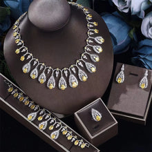 2024 Clever Dubai Water Drop 4-piece Necklace and Earring Set with Cubic Zirconia Jewelry for Women's Wedding Party Gifts