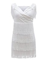 Summer Sexy One Line Shoulder Fringe Sheath Hip Women Dress Fashion Slim Fit Off The Shoulder White Nightclub Female Mini Dress