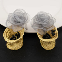 Fashion Gold Plated Grey Flower Shape Necklace Earrings Bracelet Ring for Women Sepical Design Jewelry Set for  Party Wedding