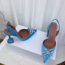 2023 New High Heels Women's Rhinestone Bow Pointy Glasses with Stilettos and Sandals Women.