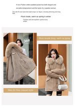 Women's Long Fashionable Hooded Winter Fur Collar Jacket