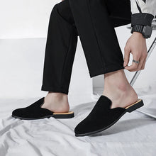 Men Half Breathable Leather Mules