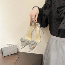 Summer New Tip Crystal Fashion Women's Style Sandals Rhinestone Bow Transparent High Heels Women's Sandals Fashion Shoes shoes