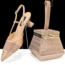 Nigeria Fashion Rhinestone-encrusted Ladies Party Shoes And Special bag High Heels And Dual Purpose Mini Bag Women's Shoes