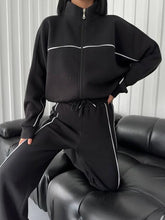 womens clothing 2 pieces set Casual Sports Suits Long Sleeved Half High Collar Cardigan Sweater Trouser Tracksuit Women Clothing