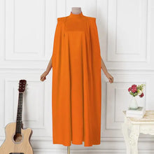 Women Evening Maxi Dress VONDA 2023 Summer Stand Collar Elegant Satin Long Bat Sleeve Pleated Sundress Casual Solid Robe Femme
