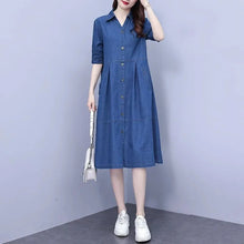Oversized 5XL Single Breasted Denim Dress For women 2024 Summer New Short sleeved Shirt Denim Dresses Female Casual Clothes