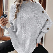 New Autumn Winter Women's Twisted Sweater Turtleneck Button Bat-sleeve Design Sense Streetwear Pullover Women Personality Top