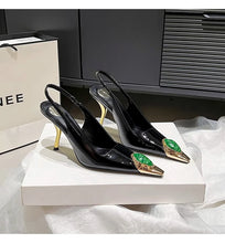 Iron Head Fashion Heterosexual Red High Heels Fox Head Jewel Decoration New Plus Size Banquet Shoes Women's High Heel Sandals