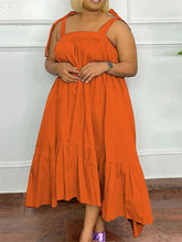 Wmstar Plus Size Dresses for Women New In Summer Clothes Slip Bow Big Hem Solid Elegant Maxi Dress Wholesale Dropshipping 2023