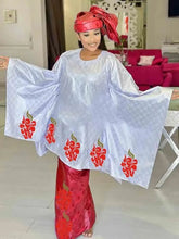 Shiny Bazin Riche Long Dresses For Ankara Women Daily Clothing Free Size 2024 Latest Free Size Bazin Riche Dashiki Robe Scarf