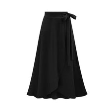 Elegant Office Lady Skirt Bandage Solid Color High Waist Slit Large Hem Long Skirt for Date