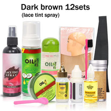 Wig Installation Kit Set With Everything 12Pcs Hair Mousse Lace Tint Spray Lace Wig Glue Hair Wax Stick Edge Control Wig Band