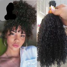 Women's Burmese Afro Kinky Curly I Tip Micro-links Human Hair Extensions
