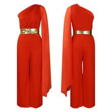 Elegant Jumpsuits & Rompers for Woman One Shoulder Flying Sleeve High Waisted Luxury Birthday Party Dinner Outfits Overalls 2024