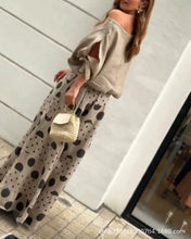 New Casual Set Fashion High Street Outfits Casual Diagonal Neck Hollow Nine-quarter Top Loose Polka Dot Printed Leg Pants Suit