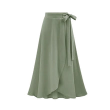 Elegant Office Lady Skirt Bandage Solid Color High Waist Slit Large Hem Long Skirt for Date