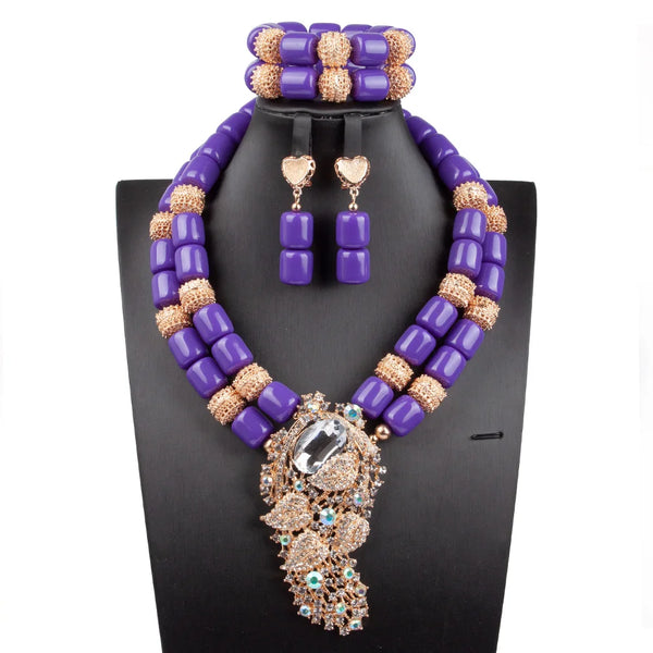 Fabulous Artificial Coral Wedding African Beads Jewelry  Luxury Bride Costume Statement Necklace Jewelry