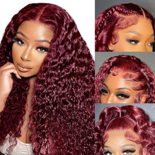 Curly wigs Transparent Lace Front Wig 99J Burgundy 13x4 13x6 Brazilian Deep Wave Frontal Human Hair Wig for Women Pre Plucked